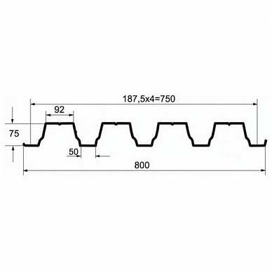 Профнастил Н75 RAL 9006 бело-алюминиевый 0.7 мм