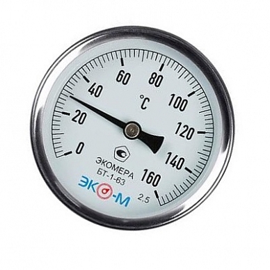 Термометр биметаллический осевой Дк63 L=40мм 160С БТ-1-63 ЭКОМЕРА