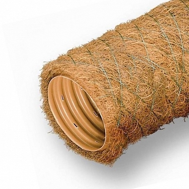 Труба дренажная ПНД 63 в фильтре из кокосового волокна (бухта 50 м.)
